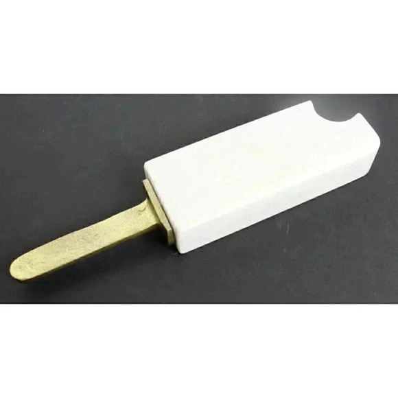 NEW MCM Hollywood Regency GOLD Retro Marble Popsicle W/ Bite Room Decor Figure - Picture 3 of 3